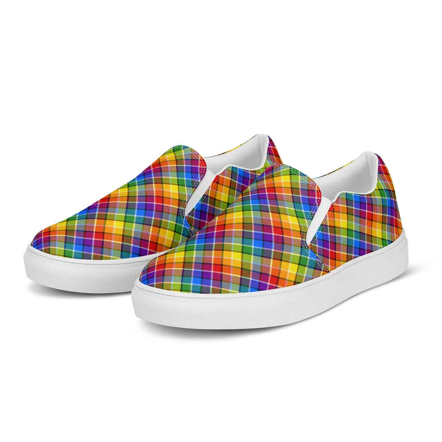 Bright Rainbow Plaid Women's Slip-On Shoes product image (2)