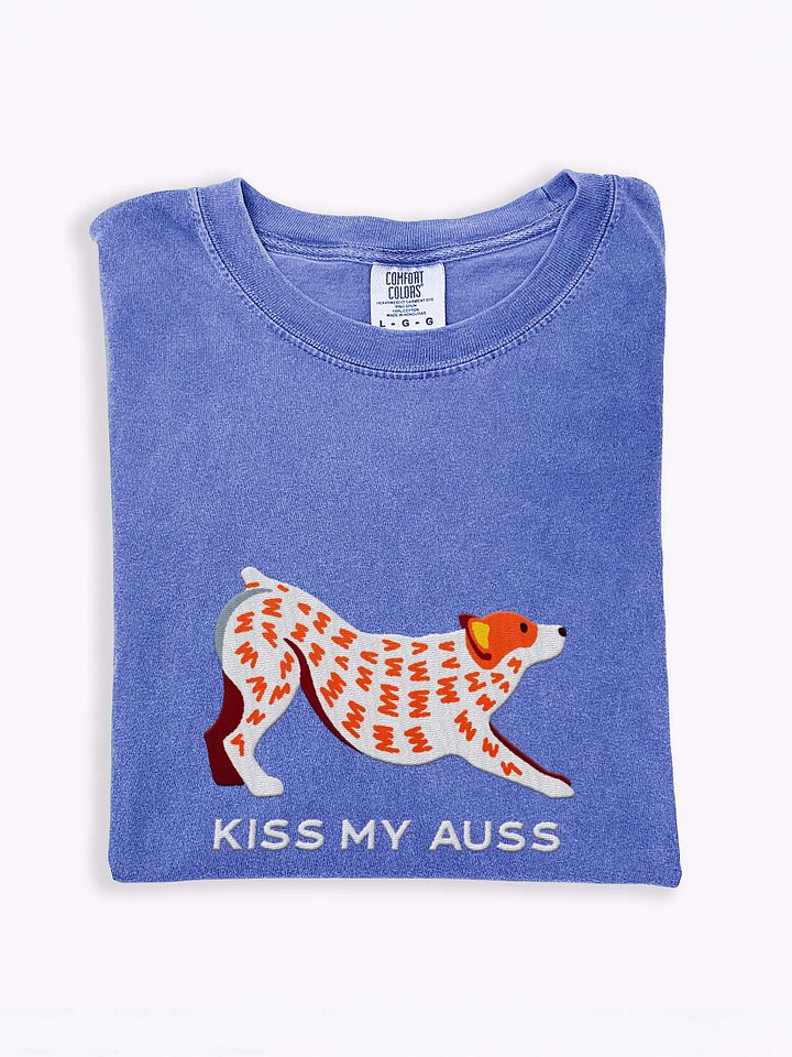 Kiss My Auss T-Shirt(Embroidered) of an Australian Cattle Dog(Red Heeler) product image (1)
