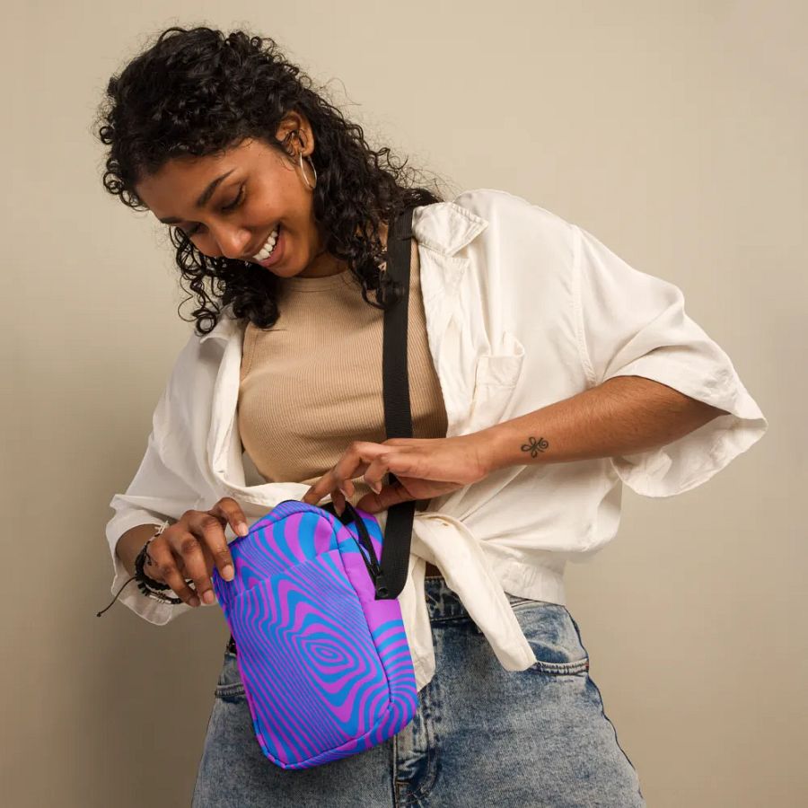 Psychedelic Wave All-Over Crossbody Bag students moms art lovers product image (12)