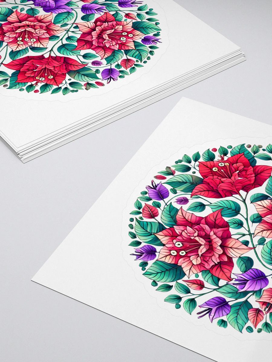 Tropical Vibes Kiss Cut Stickers | AI Design bougainvillea flower mandala motif product image (4)