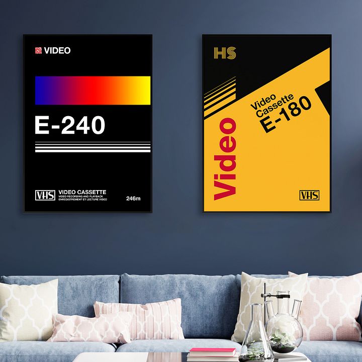 VHS cassette case E-180 [retrowave/vaporwave] — retrowave poster, aesthetic print, retrowave art, 80s wall decor product image (2)