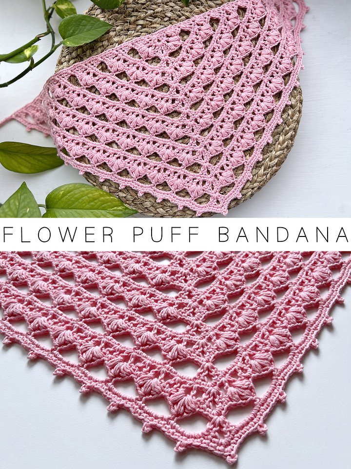 Crochet Pattern: Flower Puff Bandana V2 product image (1)