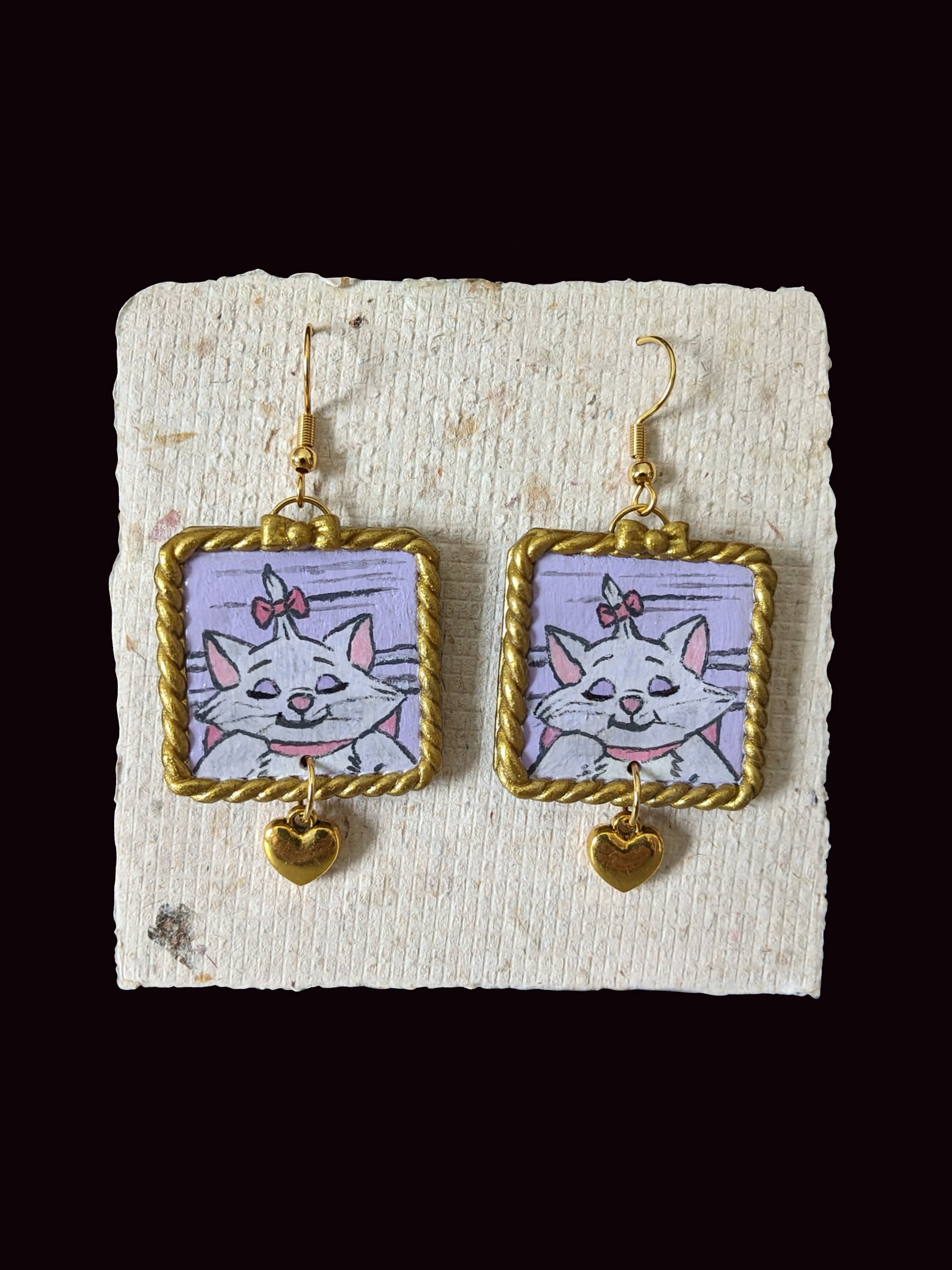 Cat Bow Painting Earrings product image (1)