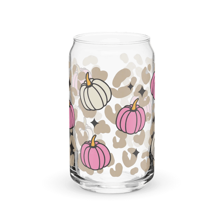 Pink Starry Pumpkin Can Glass, Wood Cover and Metal Straw product image (1)