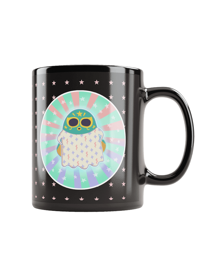 Pastel Little Ghost Luchador - Black Ceramic Mug product image (1)