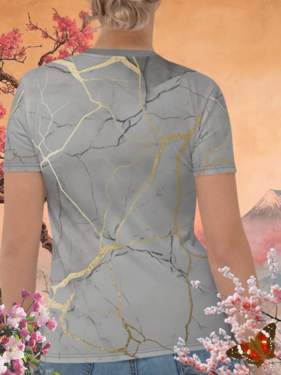 Grey & Gold Kintsugi Print T-Shirt product image (4)