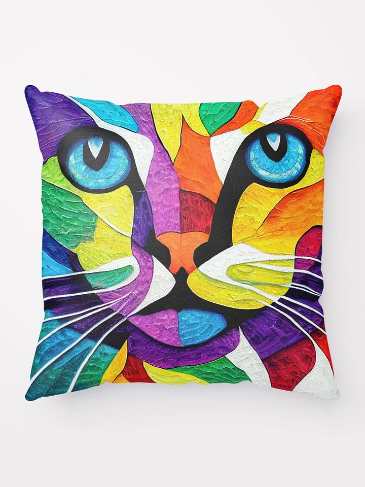 Colorful Cat - Stylized Mosaic Throw Pillow product image (1)