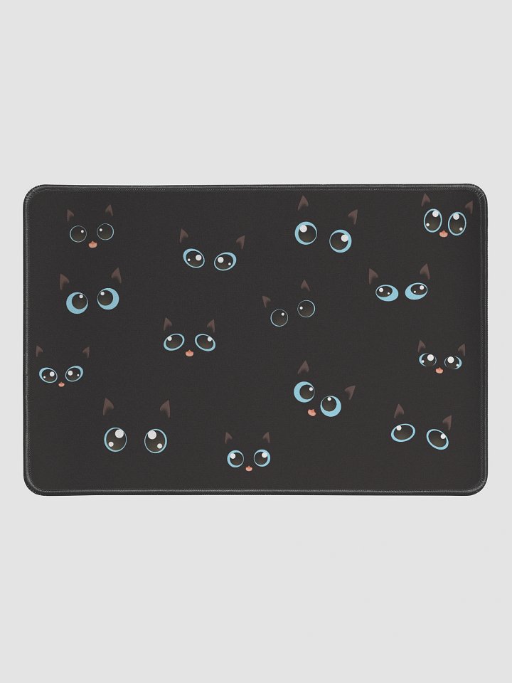 Cute Black Cat Faces (Blue Eyes) Desk Mat 12" x 18" product image (1)