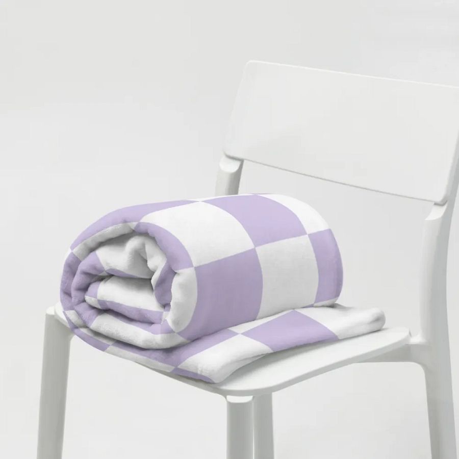 Squares White and Lilac/Throw Blanket by Allcolor product image (7)