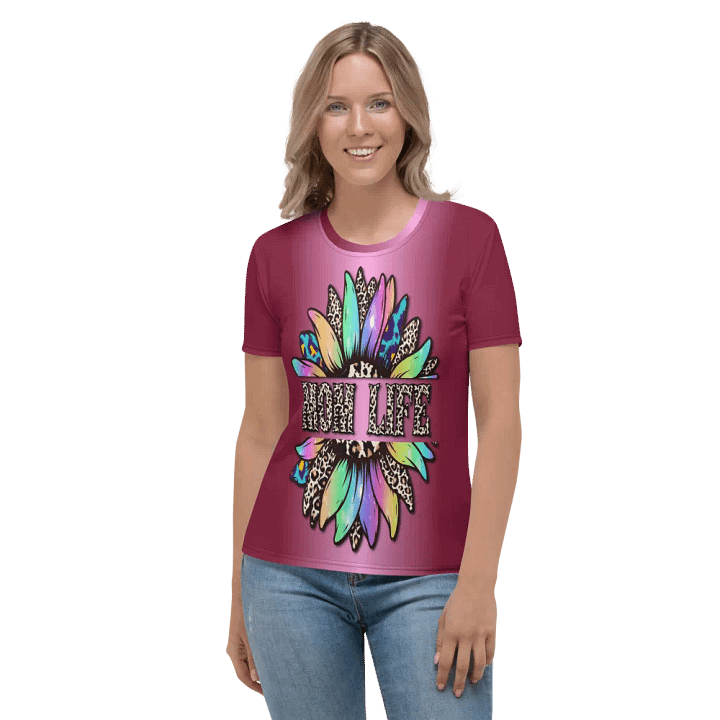 Leopard Rainbow Sunflower Mom Life All Over Print T-shirt product image (2)