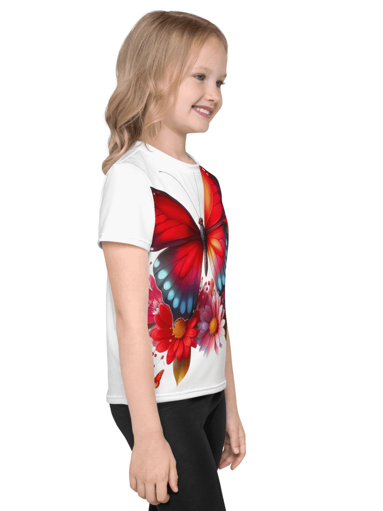 Vibrant Butterfly Paradise Red Unisex Tee product image (10)