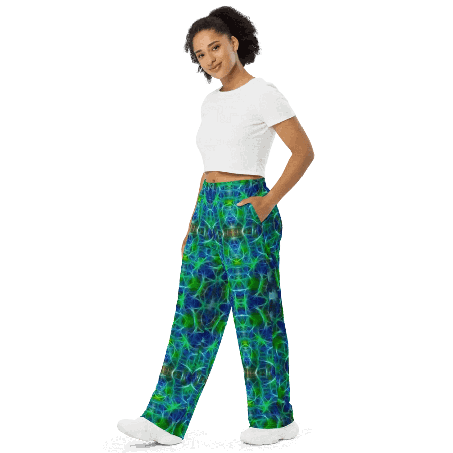 Green Blue Kaleidoscope Wideleg pants product image (4)