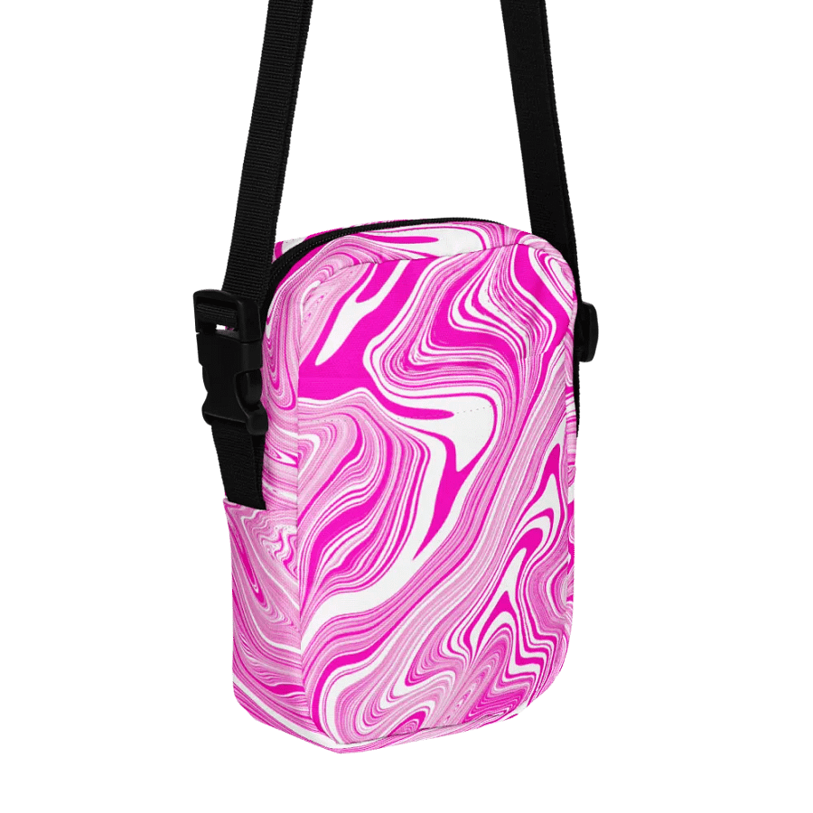 Utility Crossbody Bag - Pink and White Liquid Swirls product image (5)