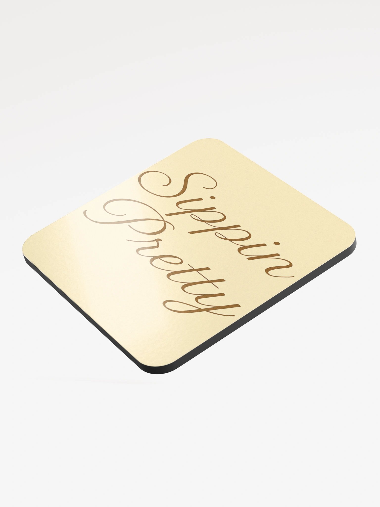 Sippin Pretty Yellow Glossed Cork Coaster product image (3)