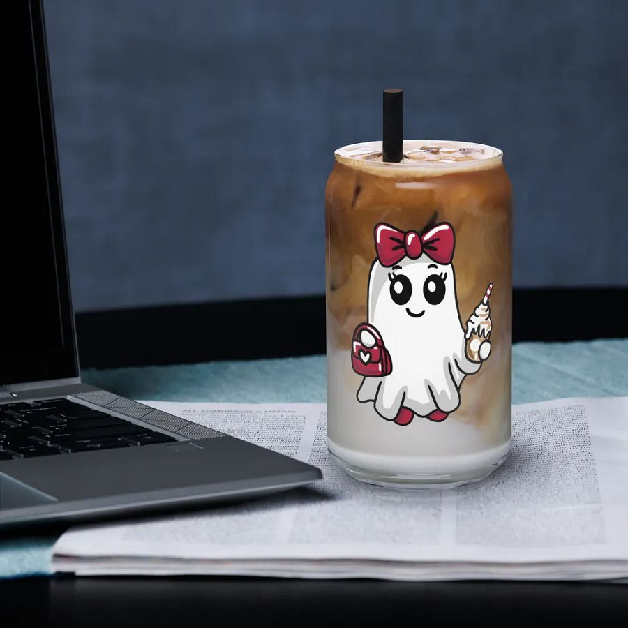 Stylish Ghost 16oz Can-Shaped Drinking Glass product image (3)