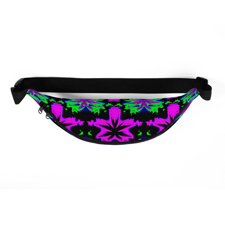 Neon Green Pink Pot Leaf Fanny Pack, Twisted Weed Art Accessory, 420 Cannabis Bag product image (5)