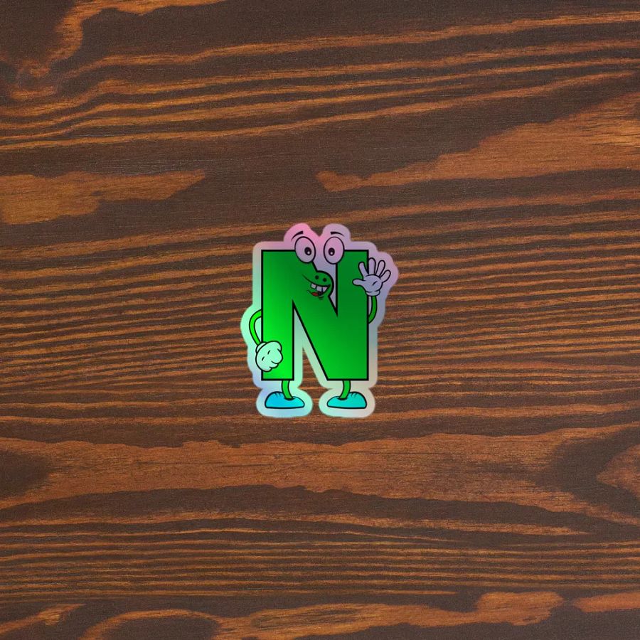 N Letter Cartoon Character Holographic Sticker product image (3)