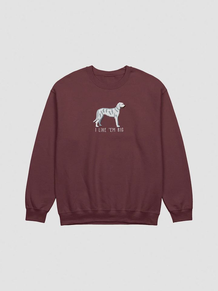 I Like 'Em Big Sweatshirt (Embroidered) of an Irish Wolfhound(White) product image (7)