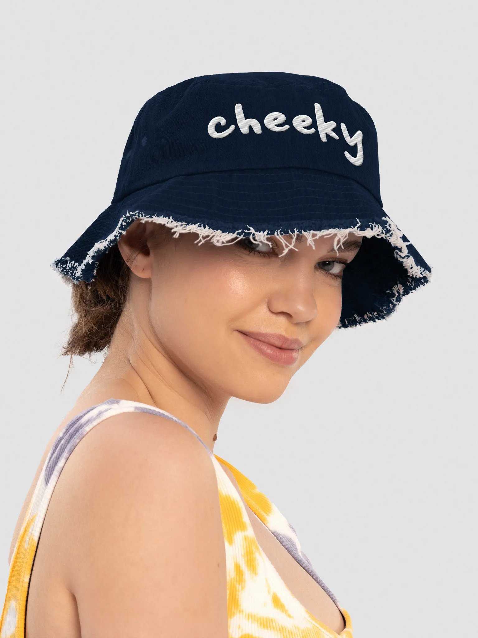 [ Ali3nSun ] Cheeky Capstone Distressed Denim Bucket Hat product image (5)