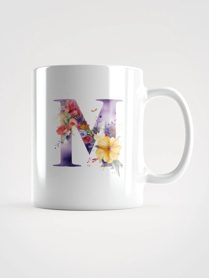 Letter M Monogram Floral Fantasy White Glossy Mug product image (1)