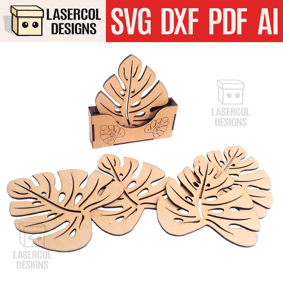 Leaf Coasters (6) Set 1 - Laser Cut Files product image (1)