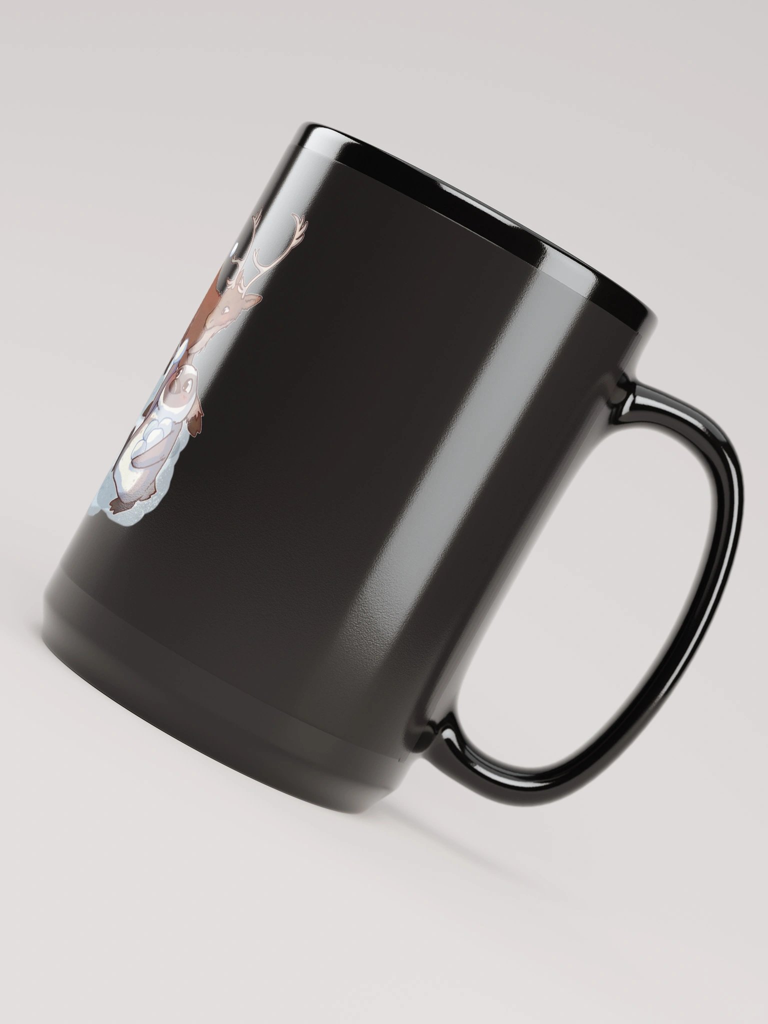 Black Glossy mug with center design product image (4)