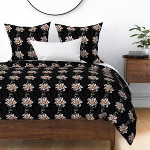 Seamless Pattern - Pink and White Flowers in Vertical Stripes on Black and Gray product image (2)