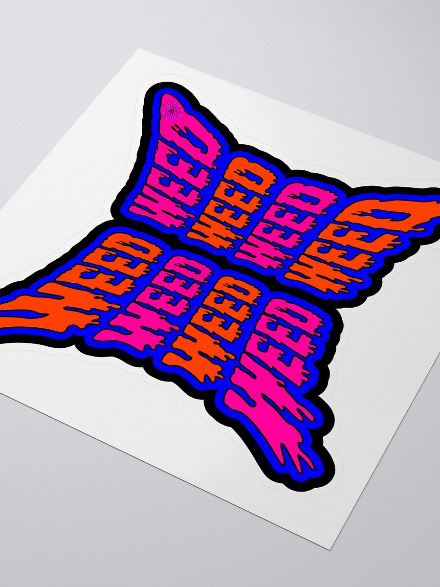 Strange Stoner Sticker, Pink Orange Black Blue Butterfly Weed 420 Art product image (4)