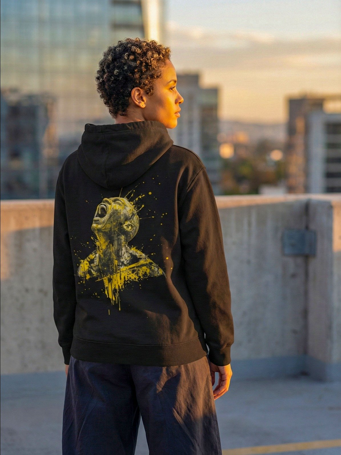 HAZARD EDITION: Electric Yellow & Black Ink Graphic Premium Hoodie & Sweatshirt Collection product image (2)