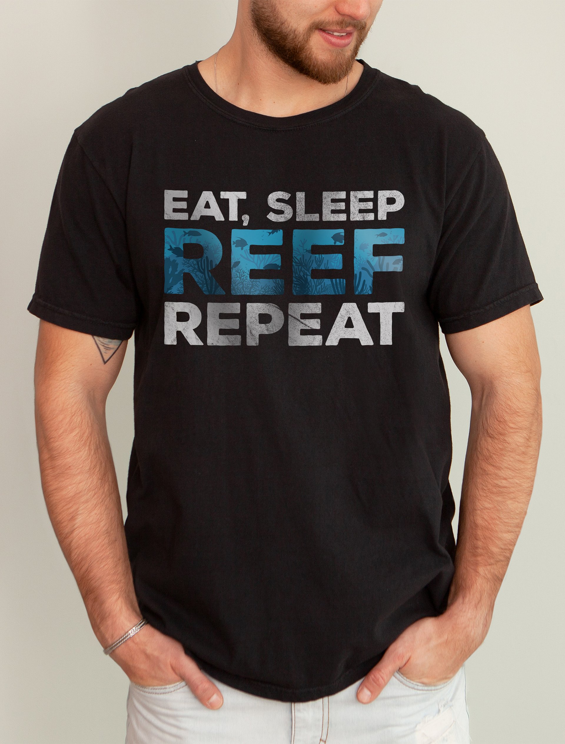 Eat, Sleep, Reef, Repeat Tee | T-Shirt for Saltwater and Coral Reef Aquarium Hobbyists product image (1)