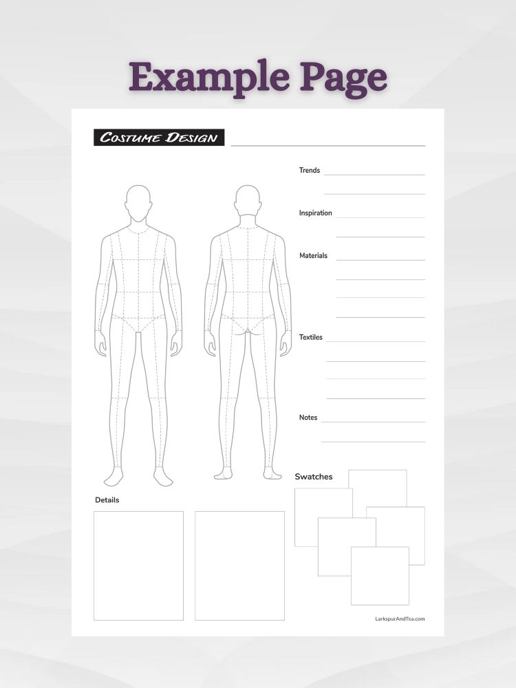 Cosplay Costume and Makeup Planner - Male, Female, and Child Body Templates product image (6)