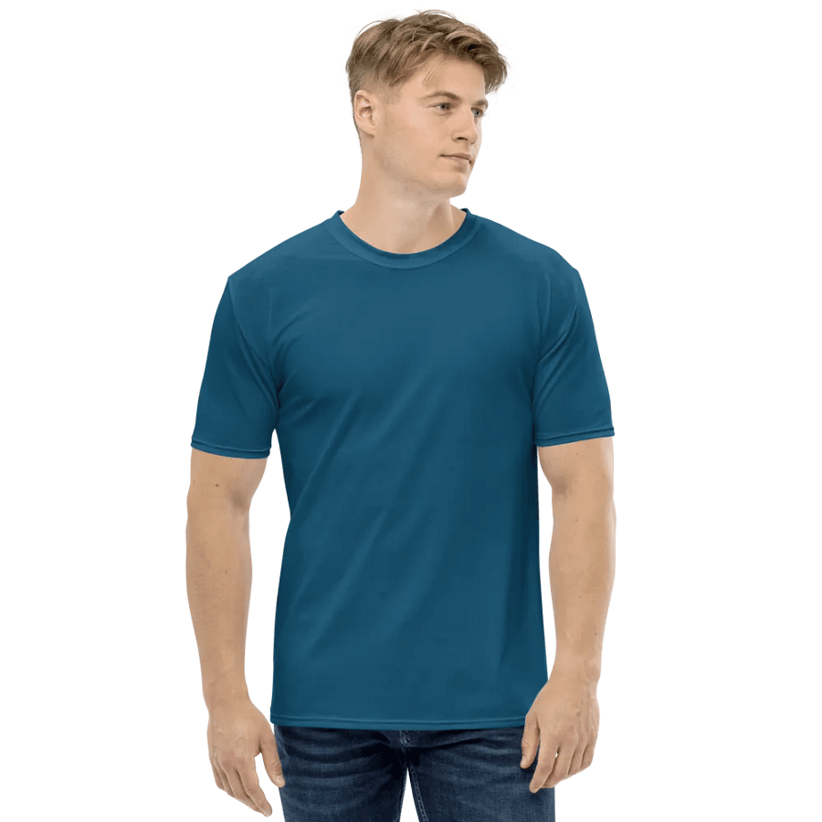 Plain Dark Blue True Summer Men's Crewneck Polyester Heavyweight Premium T-Shirt by Treasure Pie product image (4)