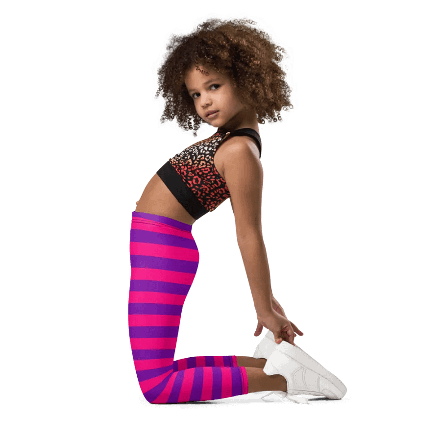 Striped Pink and Purple Kids Leggings product image (5)