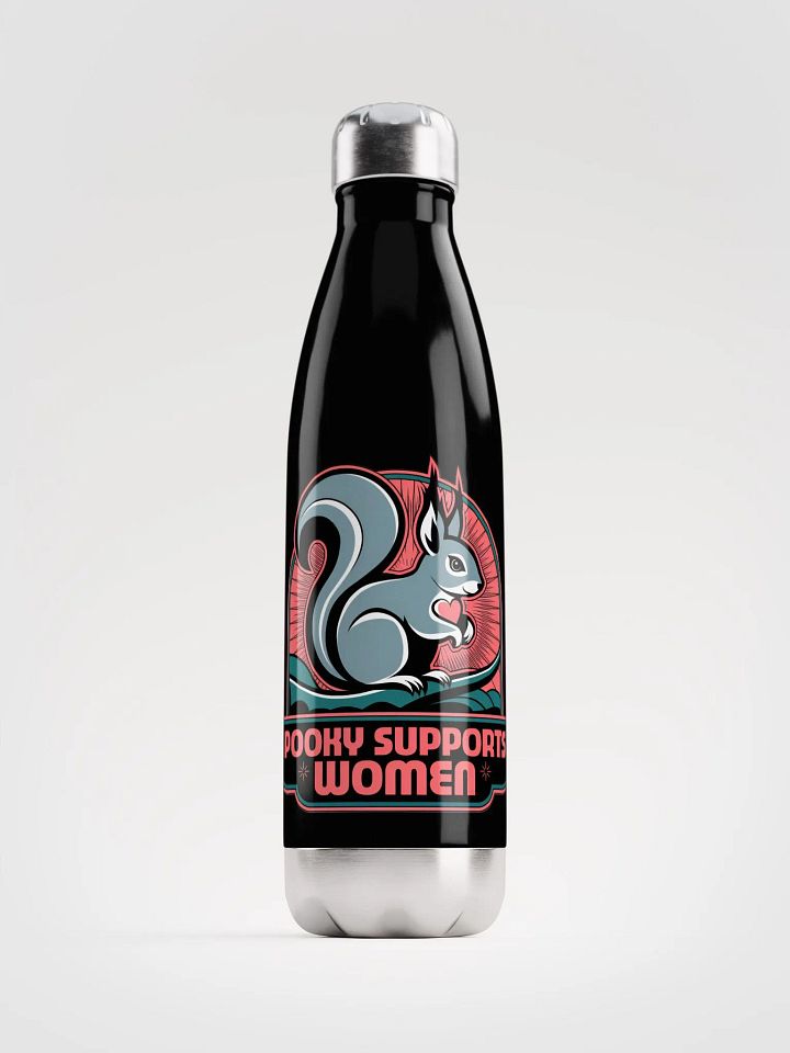 Water Bottle: Pooky Supports Women, Pink Stylized product image (1)