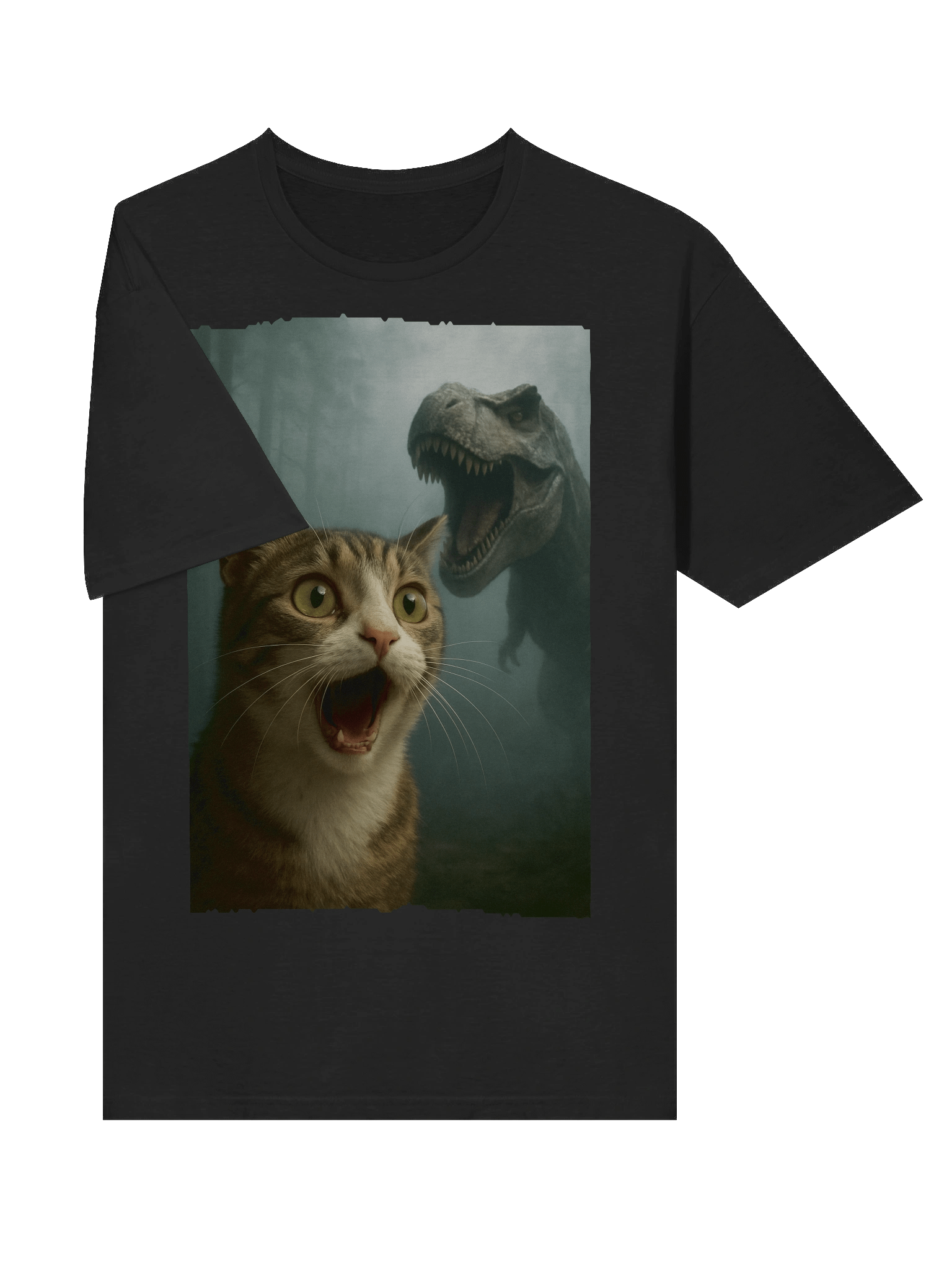 Surprised Cat And T-Rex T-Shirt product image (5)