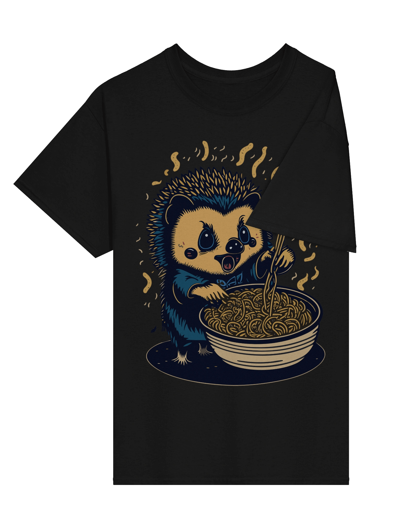 Whimsical Noodle-Loving Hedgehog T-Shirt product image (27)