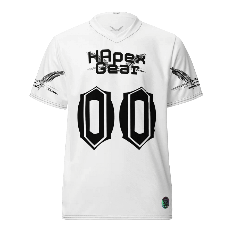 Hélain - White - Recycled Unisex Sports Jersey - Black HApex Gear Black Logo product image (3)