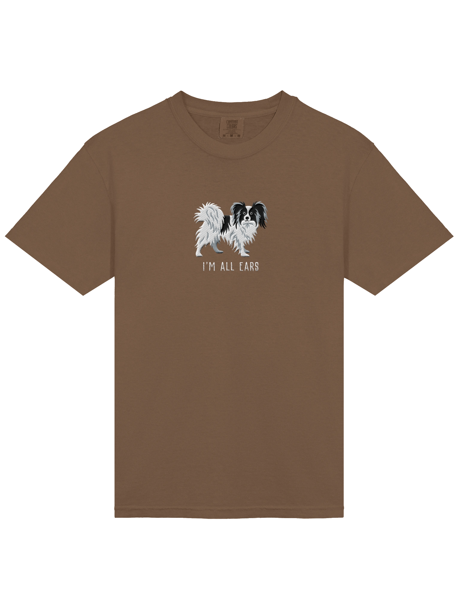 I'm All Ears T-Shirt(Embroidered) of a Papillon(Black & White) product image (13)