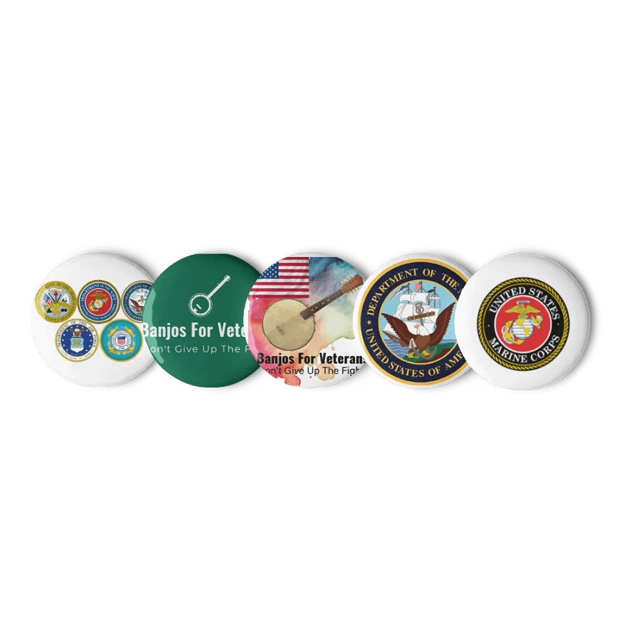 Banjos For Veterans (B4V) Set of Five Pin Buttons product image (1)