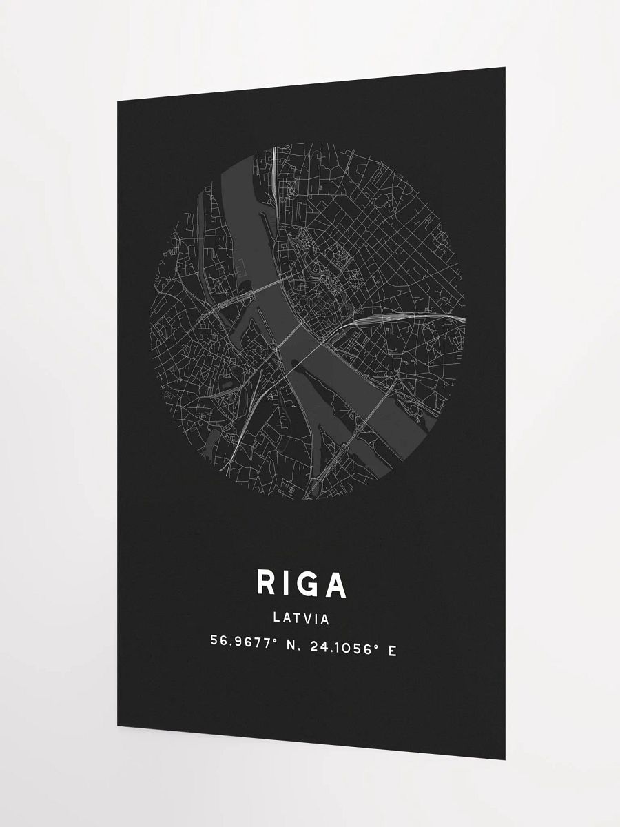 Riga Street Map Poster – Black Minimalist Circular City Art product image (5)