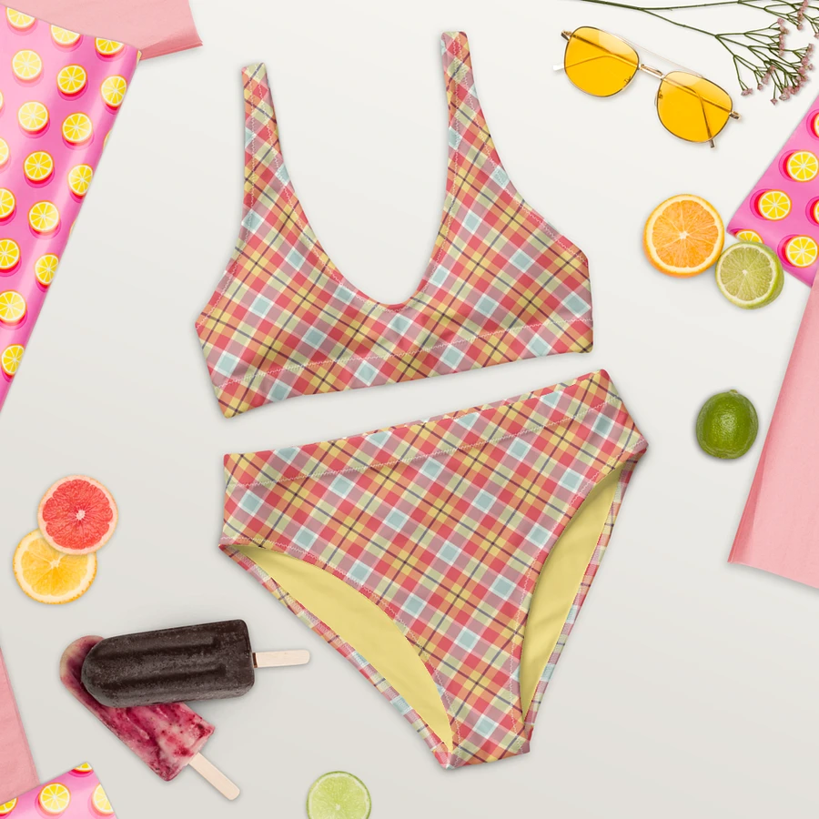 Coral Pink, Yellow, and Mint Plaid Bikini product image (9)