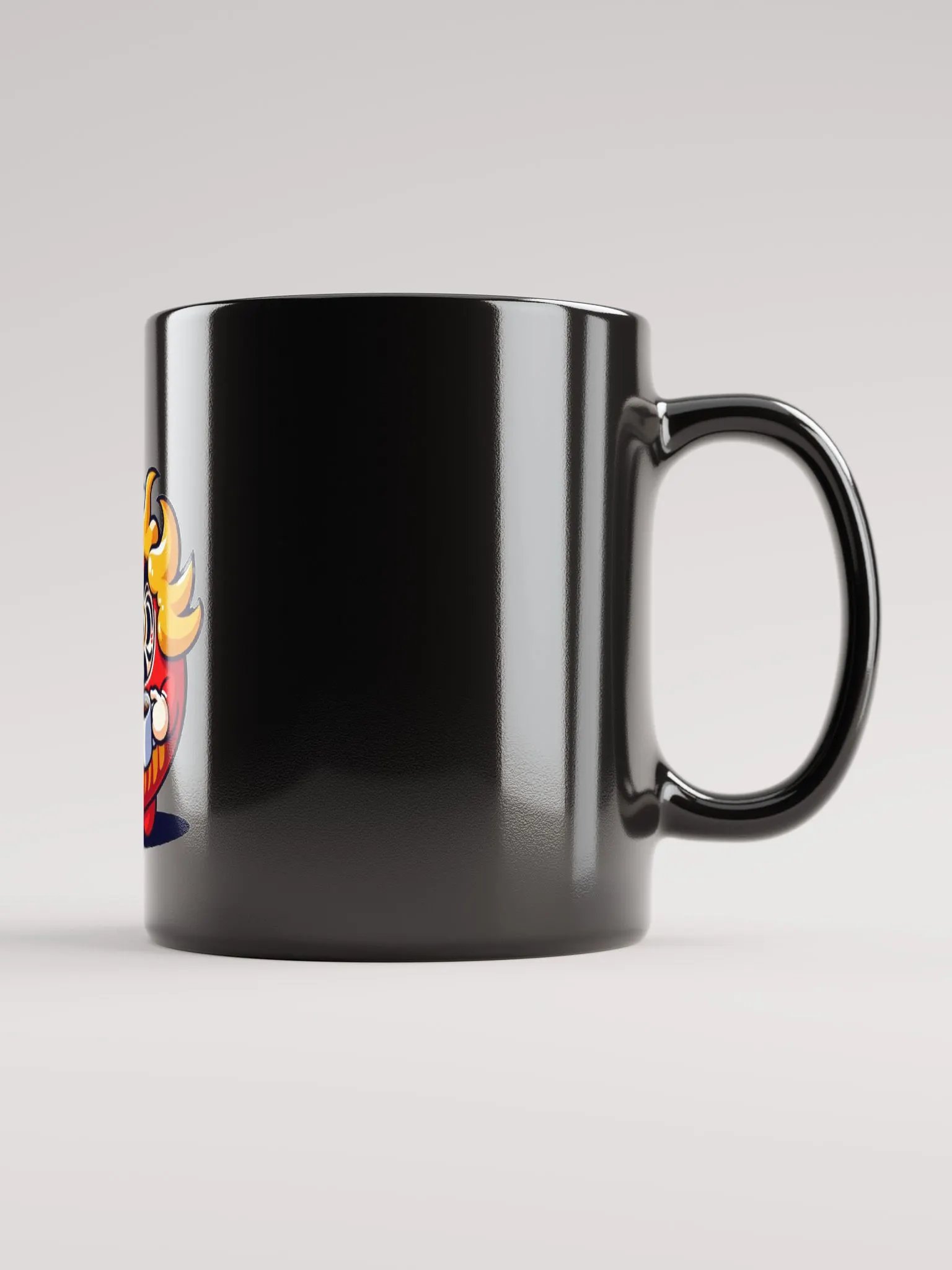 Ganbare Daruma Glossy Black Coffee Mug product image (2)