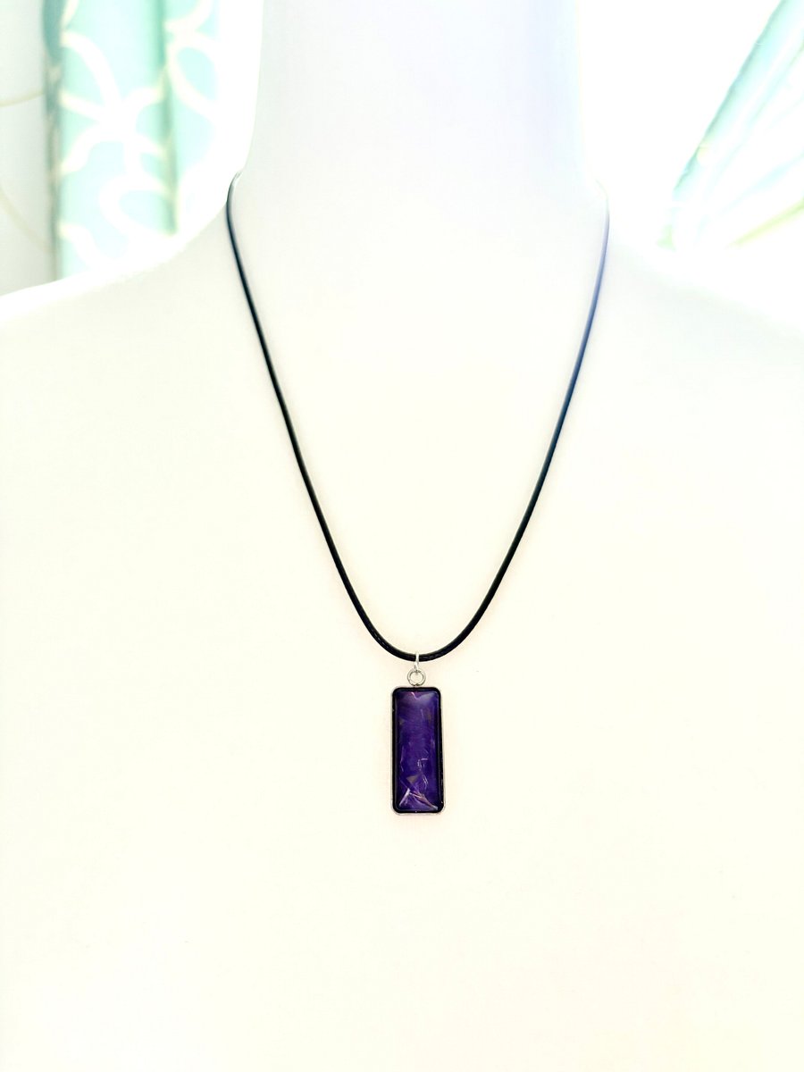 Electric Tide Pendant Necklace | Purple | Rectangle Cabochon | Monique Faella Designs™ | MFD-00146 product image (5)