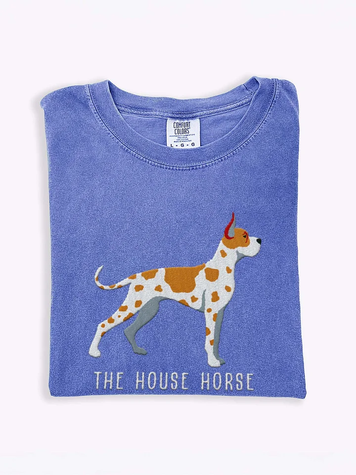 The House Horse T-Shirt(Embroidered) of a Great Dane(Fawn Harlequin, Cropped Ears) product image (1)