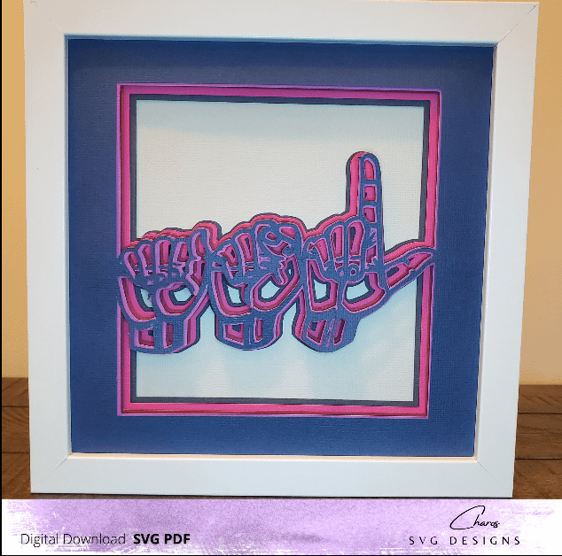 ASL (American Sign Language) 3D Shadow Box SVG Layered Shadow Box Design product image (3)