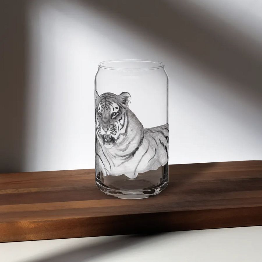 Tiger Drawing Glass Can Cup product image (35)