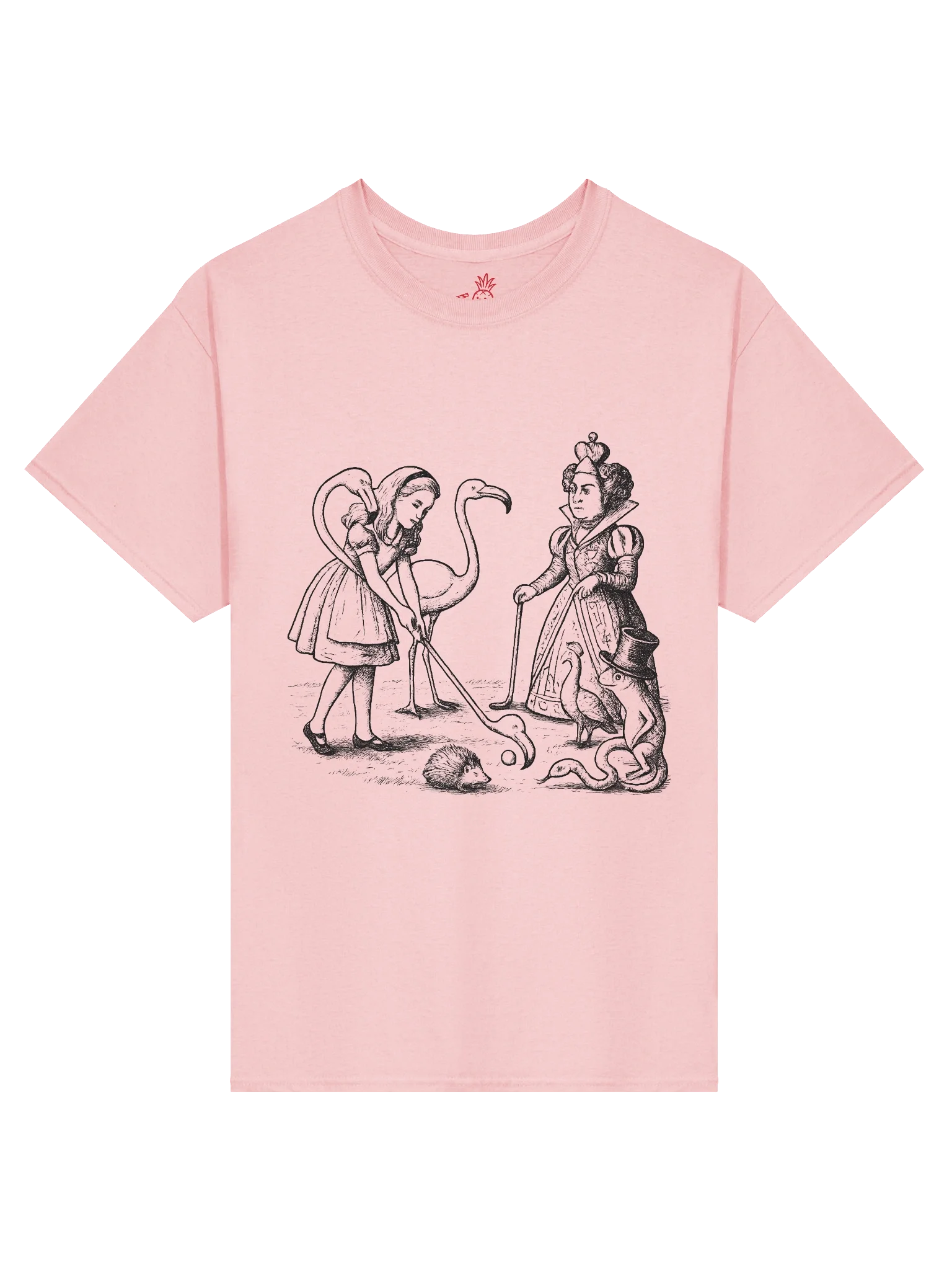 Wacky Flamingo Golf Club With the Queen of Hearts Alice in Wonderland Boxy Fit Unisex T-Shirt product image (49)