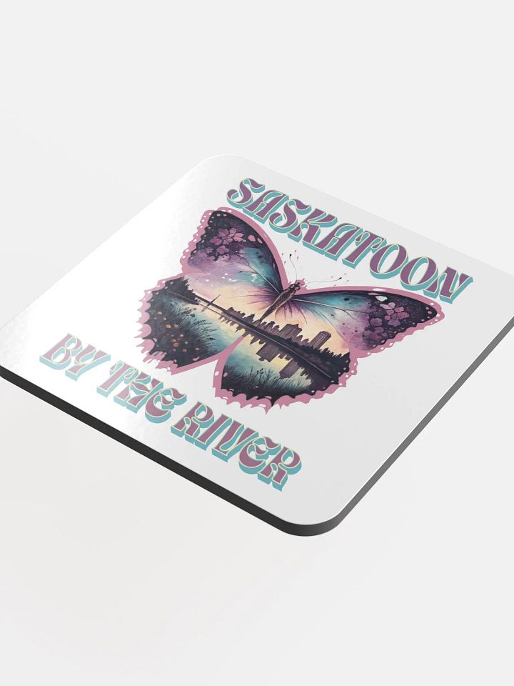 Saskatoon By The River Butterfly Glossed Coaster product image (1)
