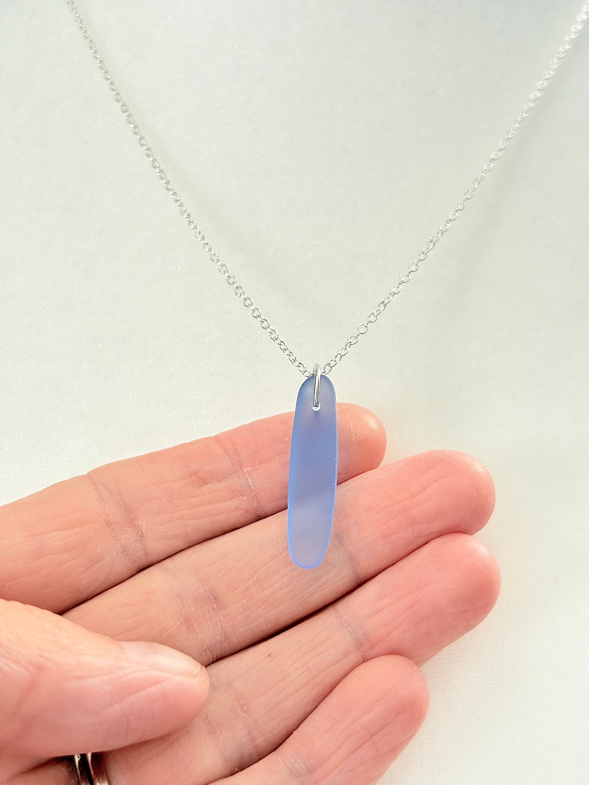 MFD-00038 | Medium Blue Sea Glass Pendant Necklace | Handmade Coastal Charm Jewelry by Monique Faella Designs™ product image (3)