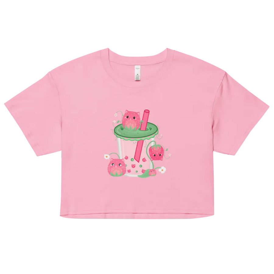 Strawberry Cat Boba Tea Crop Top product image (8)